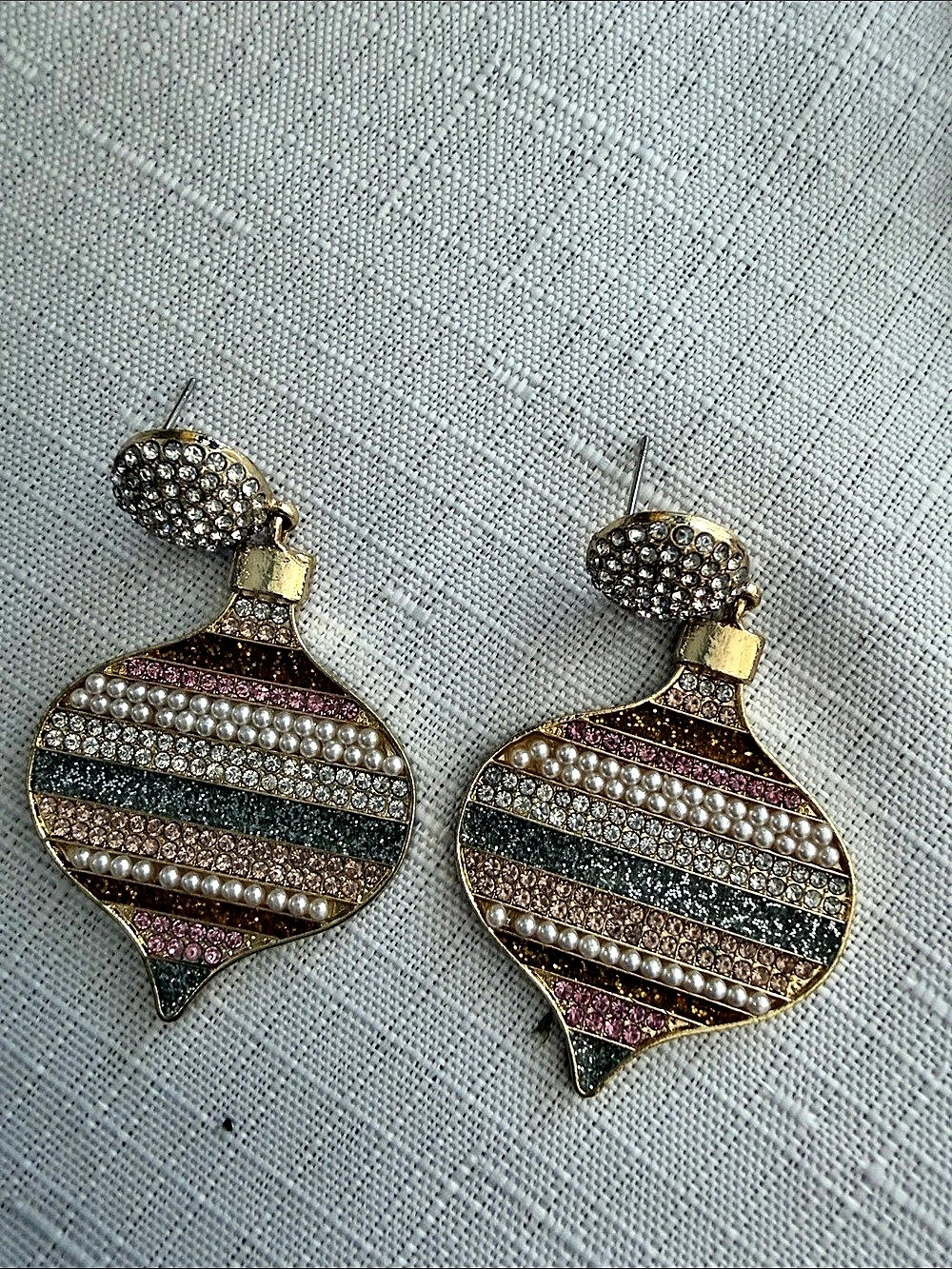 BaubleBar Ornamentally Cute Drop Earrings Striped Rhinestone Drop Earrings